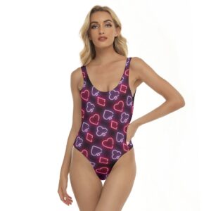 Las Vegas Casino Neon Card Suits All-Over Print Women's One-piece Swimsuit