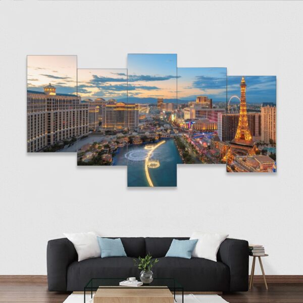 Las Vegas Strip Photograph Panoramic Framed five-piece mural