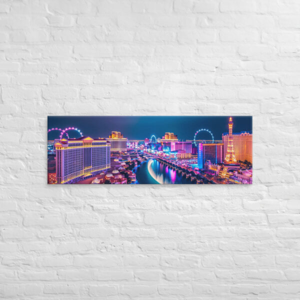 Neon Las Vegas Panoramic Canvas Print - Image 2